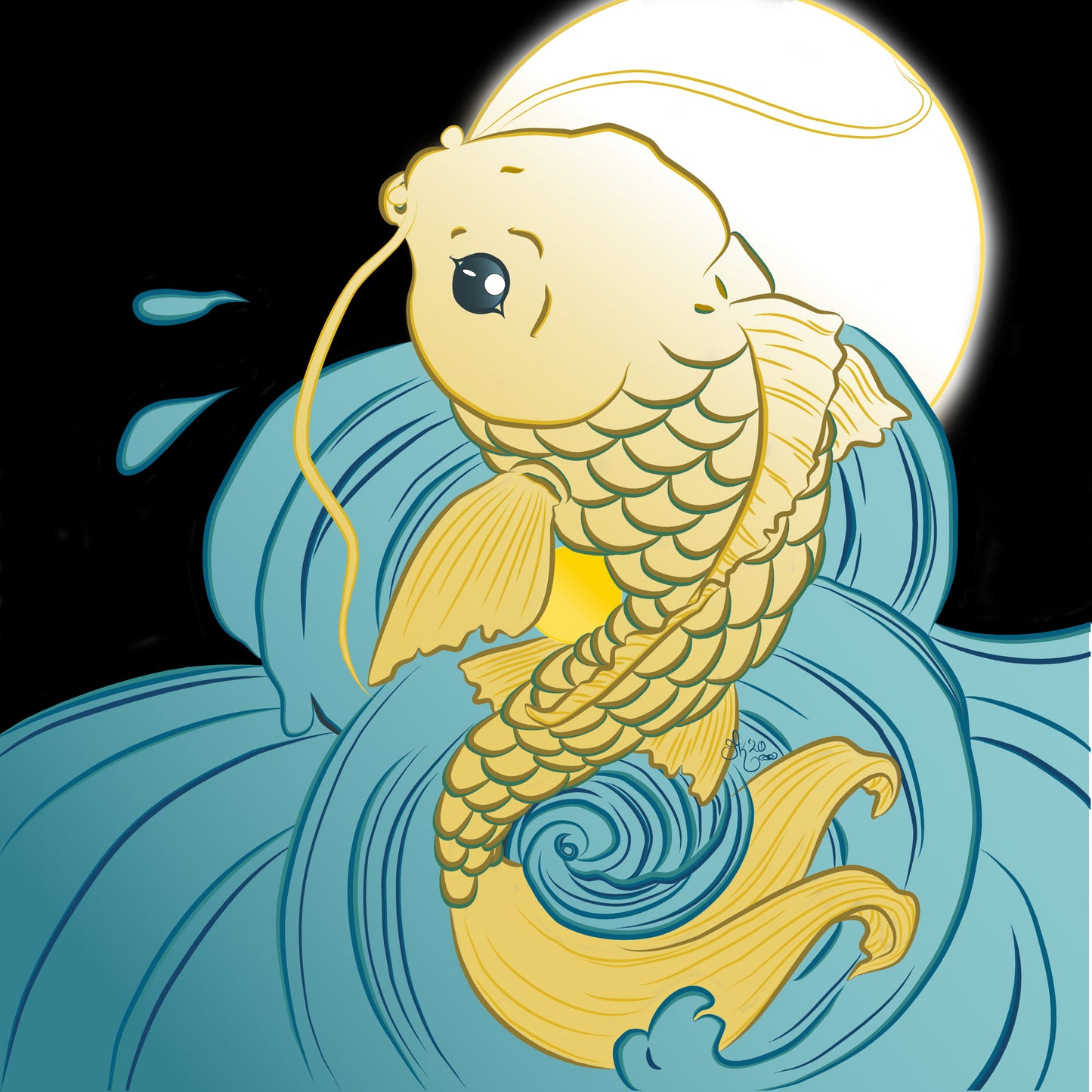 Prints - Dragon Koi (Dark)