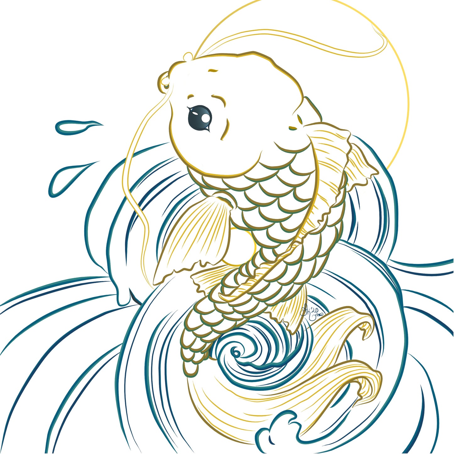 Prints - Dragon Koi (Light)